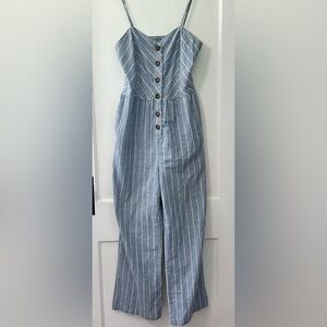 Ci Sono Blue Striped Jumpsuit